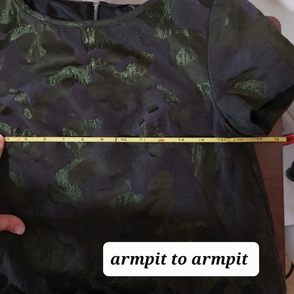 Topshop Metallic Camouflage Short Sleeve A-line Shift Dress with Pockets Size 2 - Picture 11 of 12